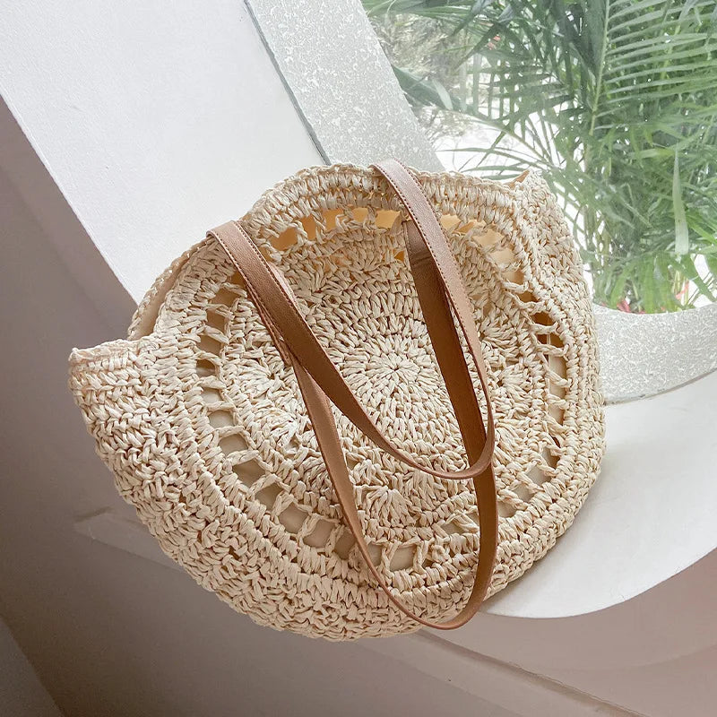 Bolsa de Ombro Boêmia Bege Hollow