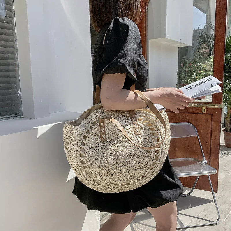 Bolsa de Ombro Boêmia Bege Hollow