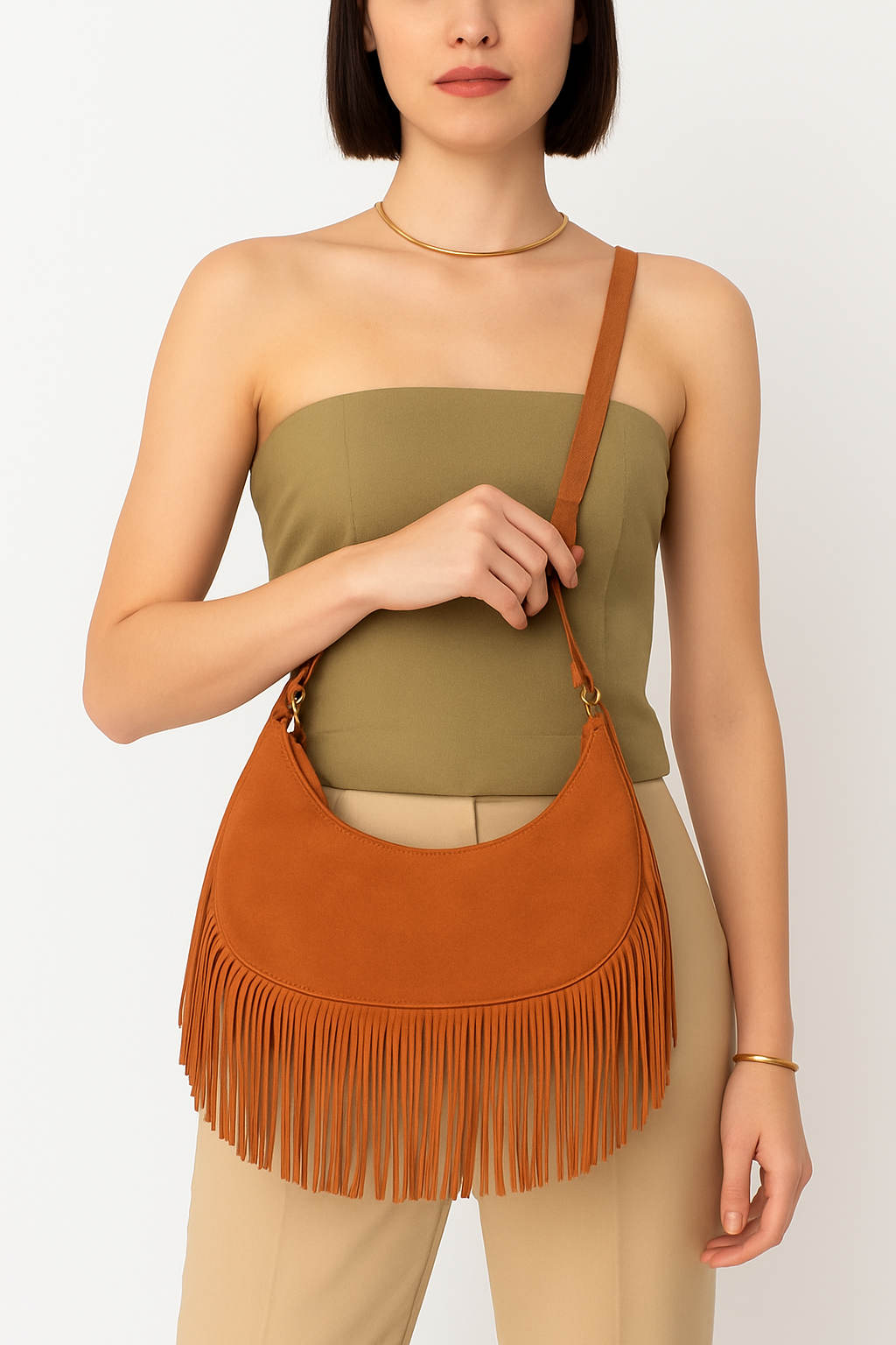 Bolsa de Mão Velvet Marrom Venns